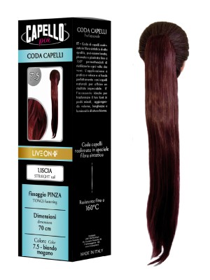 Capello Più Coda Capelli Liscia con Pinza 70cm Nr. 7.5