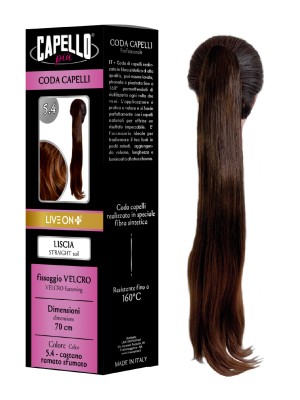 Capello Più Coda Capelli Liscia con Velcro 70cm Nr. 5.4