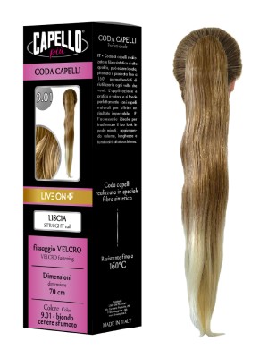 Capello Più Coda Capelli Liscia con Velcro 70cm Nr. 9.01