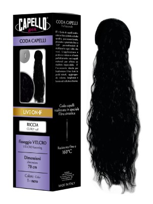Capello Più Coda Capelli Riccia con Velcro 70cm Nr. 1
