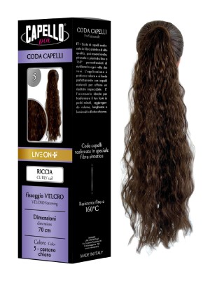 Capello Più Coda Capelli Riccia con Velcro 70cm Nr. 5
