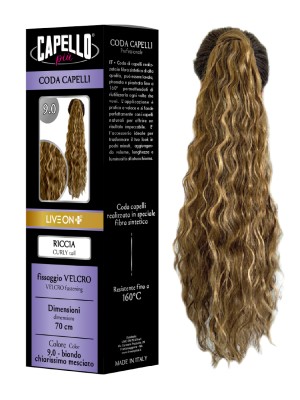 Capello Più Coda Capelli Riccia con Velcro 70cm Nr. 9.0