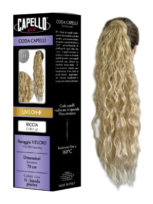 Capello Più Coda Capelli Riccia con Velcro 70cm Nr. 11.0