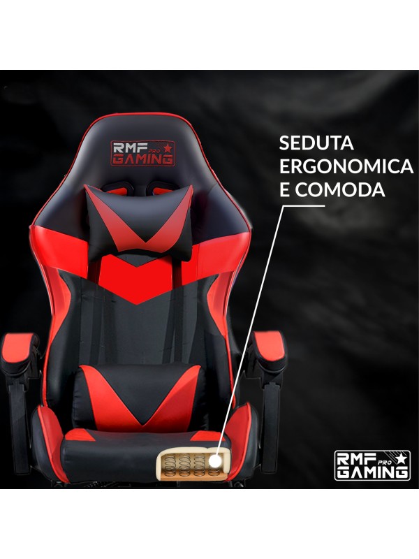 RMF PRO Sedia Gaming in Ecopelle - ROSSO/NERO