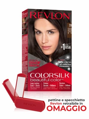 Revlon ColorSilk Colarazione Permanente Nr. 20 Castano Nero + Specchio/Pettine in omaggio